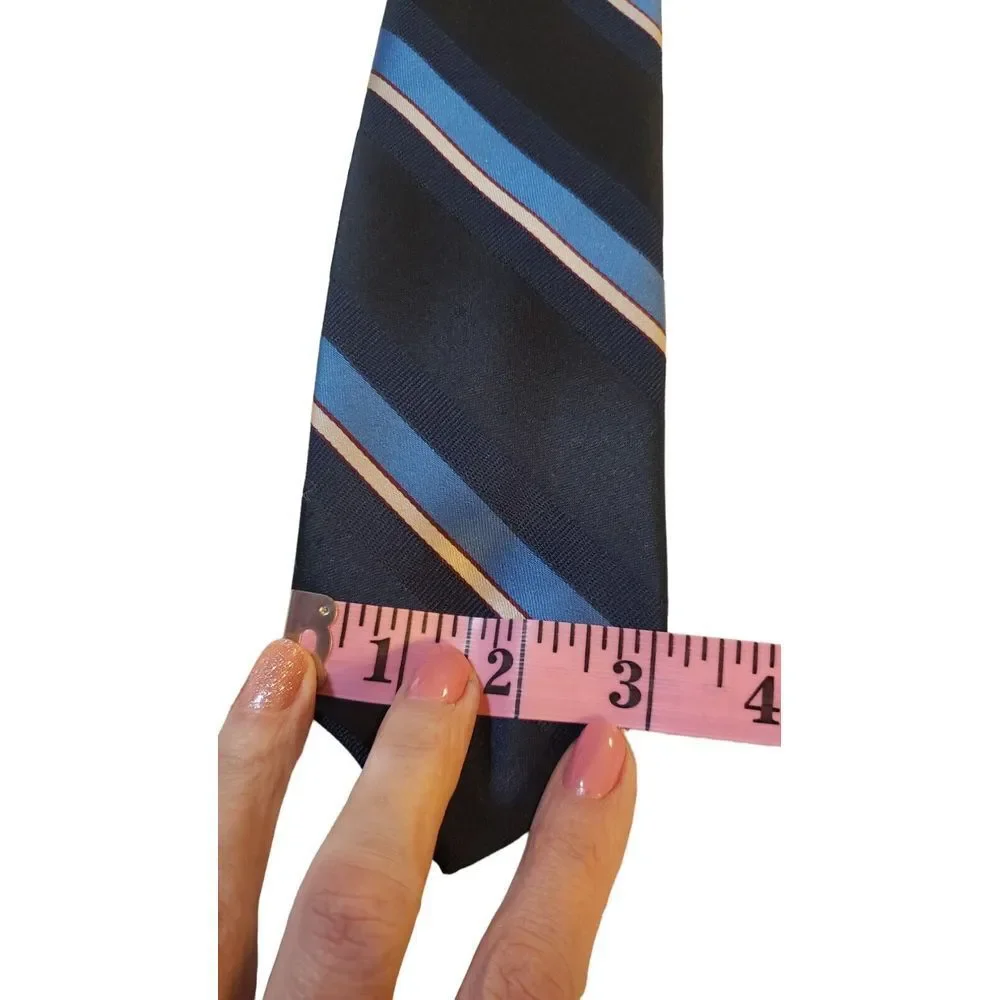 Vintage SEARS MENS STORE - 70s-80s Blue Red‎ White Striped Clip-on Neck Tie